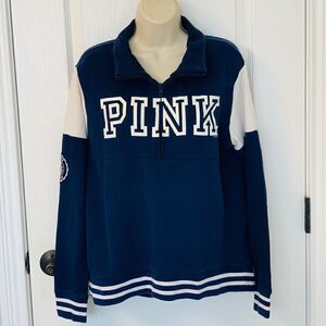 Victoria’s Secret PINK Blue and White Collegiate Quarter Zip Sweatshirt! ❤️